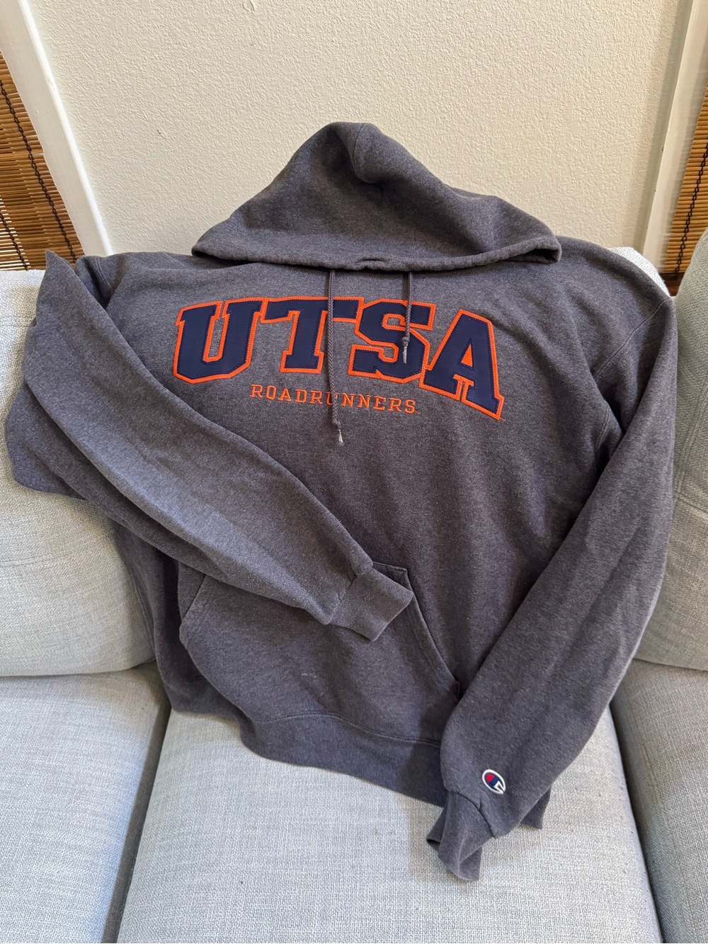 Collegiate Gray UTSA Hoodie with Orange and Navy Accents